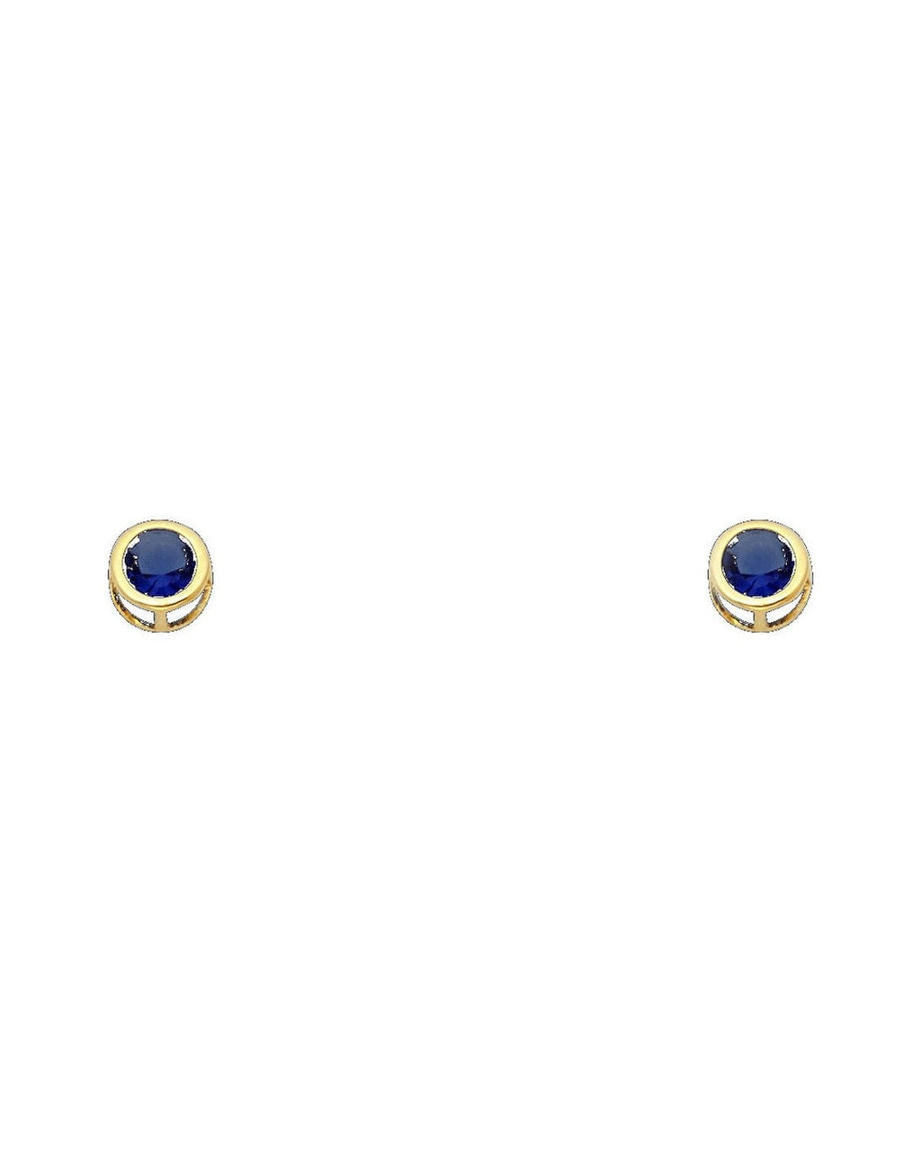 14K Yellow Gold 4mm Round CZ Bezel Screw Back Stud Earrings (SEP) (ST-0203-09)