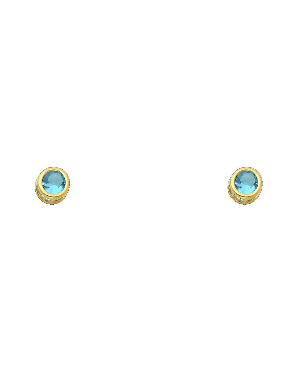 14K Yellow Gold 4mm Round CZ Bezel Screw Back Stud Earrings (DEC) (ST-0203-12)