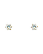 14K Yellow Gold Flower CZ Screw Back Stud Earrings (MAR) (ST-0205-03)