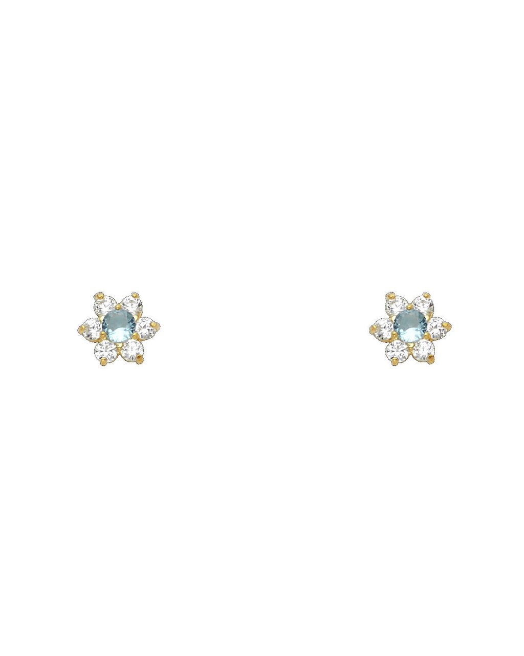 14K Yellow Gold Flower CZ Screw Back Stud Earrings (MAR) (ST-0205-03)