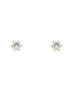 14K Yellow Gold Flower CZ Screw Back Stud Earrings (MAR) (ST-0205-03)