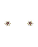 14K Yellow Gold Flower CZ Screw Back Stud Earrings (JUN) (ST-0205-06)