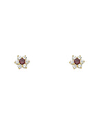14K Yellow Gold Flower CZ Screw Back Stud Earrings (JUN) (ST-0205-06)