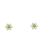 14K Yellow Gold Flower CZ Screw Back Stud Earrings (AUG) (ST-0205-08)