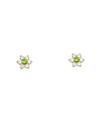 14K Yellow Gold Flower CZ Screw Back Stud Earrings (AUG) (ST-0205-08)