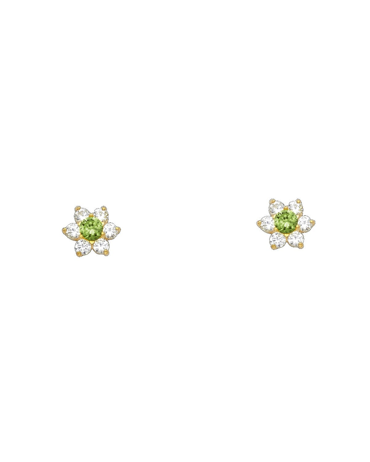 14K Yellow Gold Flower CZ Screw Back Stud Earrings (AUG) (ST-0205-08)