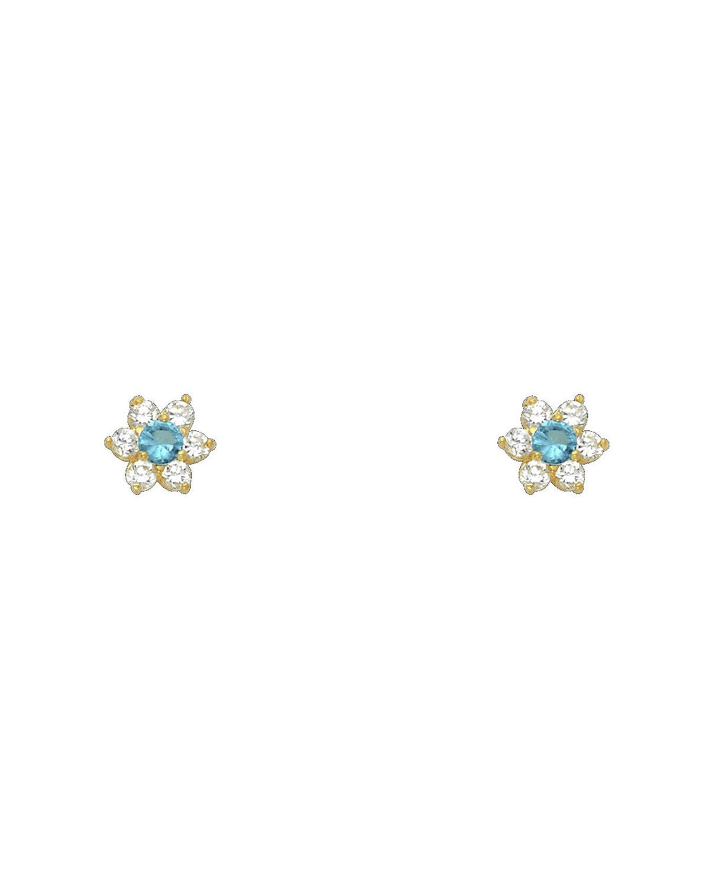 14K Yellow Gold Flower CZ Screw Back Stud Earrings (DEC) (ST-0205-12)