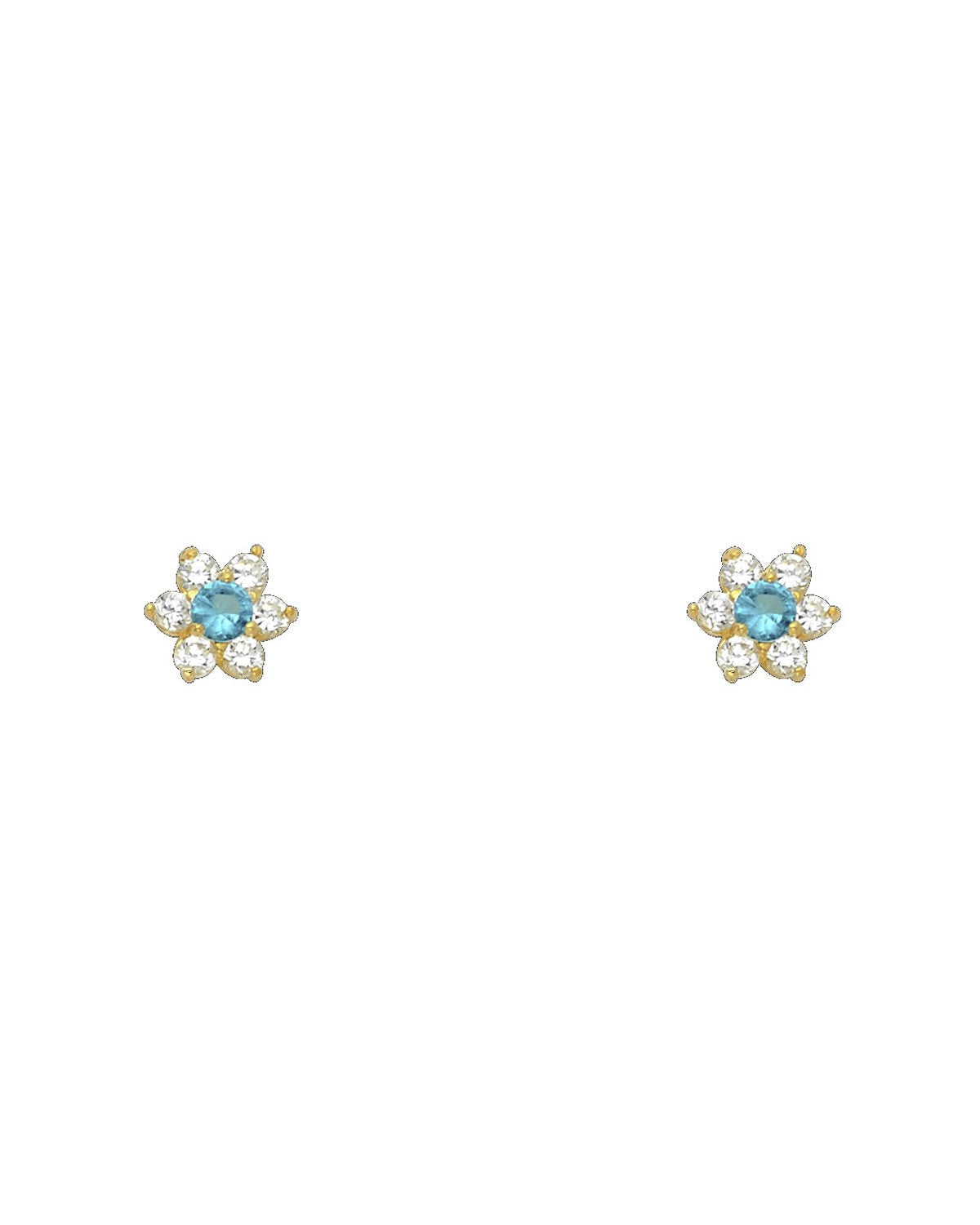 14K Yellow Gold Flower CZ Screw Back Stud Earrings (DEC) (ST-0205-12)