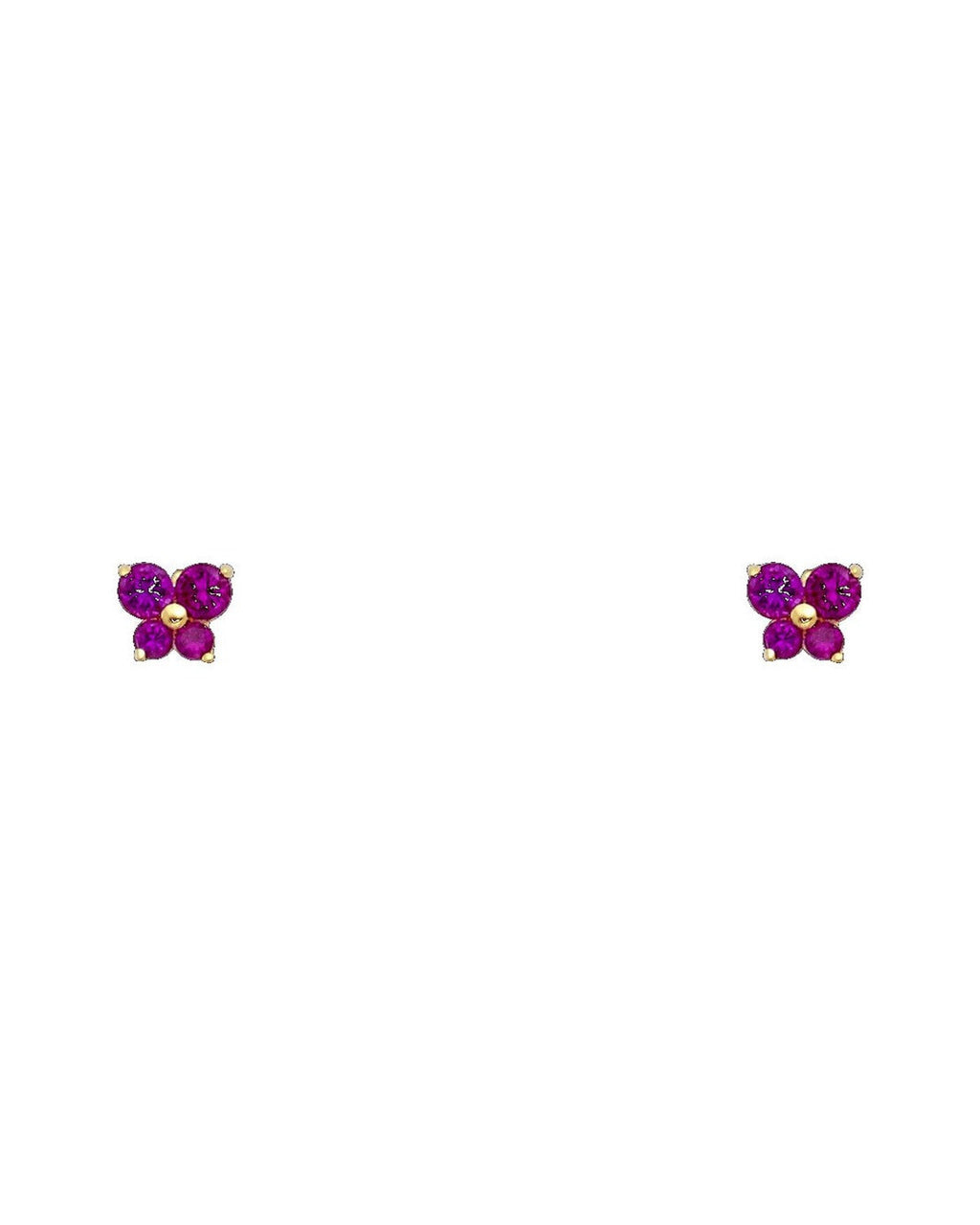 14K Yellow Gold Butterfly CZ Screw Back Stud Earrings (JUL) (ST-0206-07)