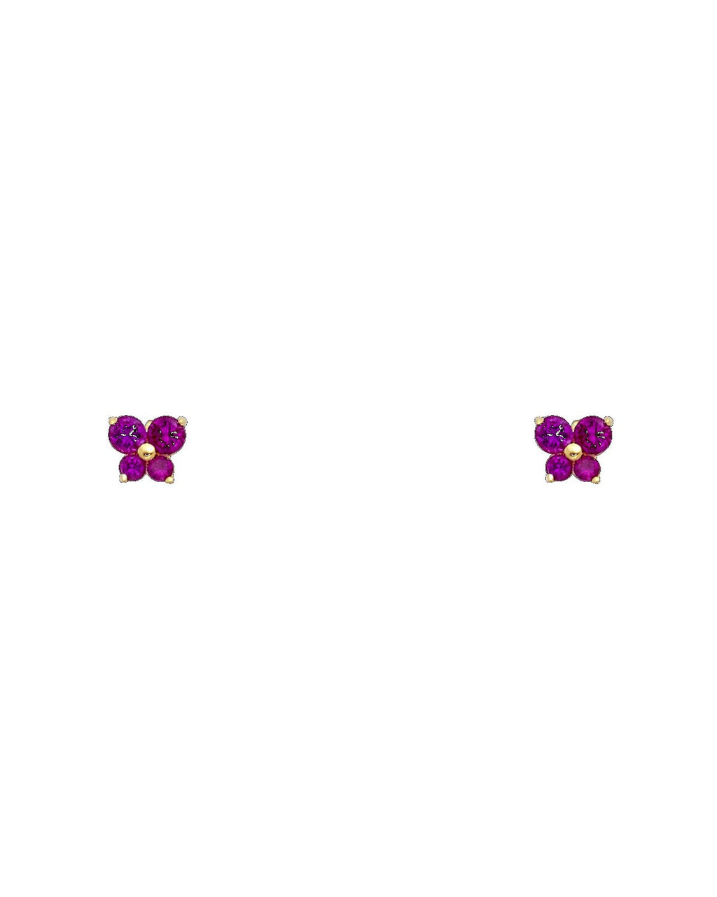 14K Yellow Gold Butterfly CZ Screw Back Stud Earrings (JUL) (ST-0206-07)