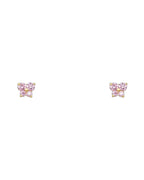 14K Yellow Gold Butterfly CZ Screw Back Stud Earrings (OCT) (ST-0206-10)