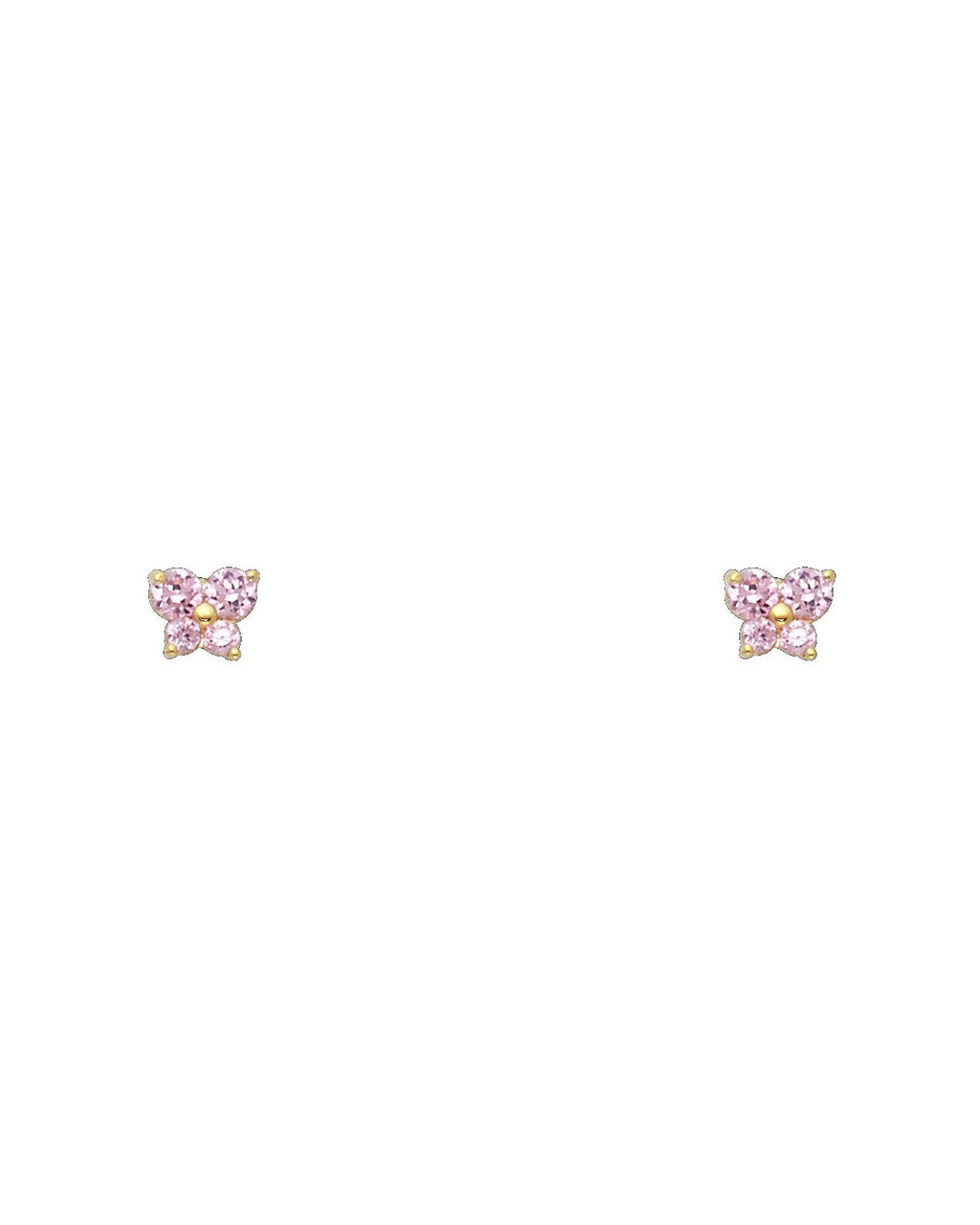 14K Yellow Gold Butterfly CZ Screw Back Stud Earrings (OCT) (ST-0206-10)