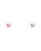 14K Yellow Gold Butterfly CZ Screw Back Stud Earrings (OCT) (ST-0206-10)