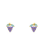 14K Yellow Gold Grape Purple CZ Stud Earrings (ST-0241)