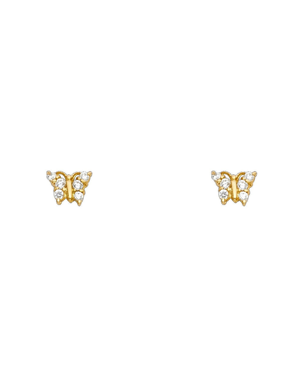 14K Yellow Gold Butterfly CZ Stud Earrings (ST-0256)