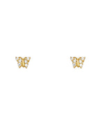 14K Yellow Gold Butterfly CZ Stud Earrings (ST-0256)
