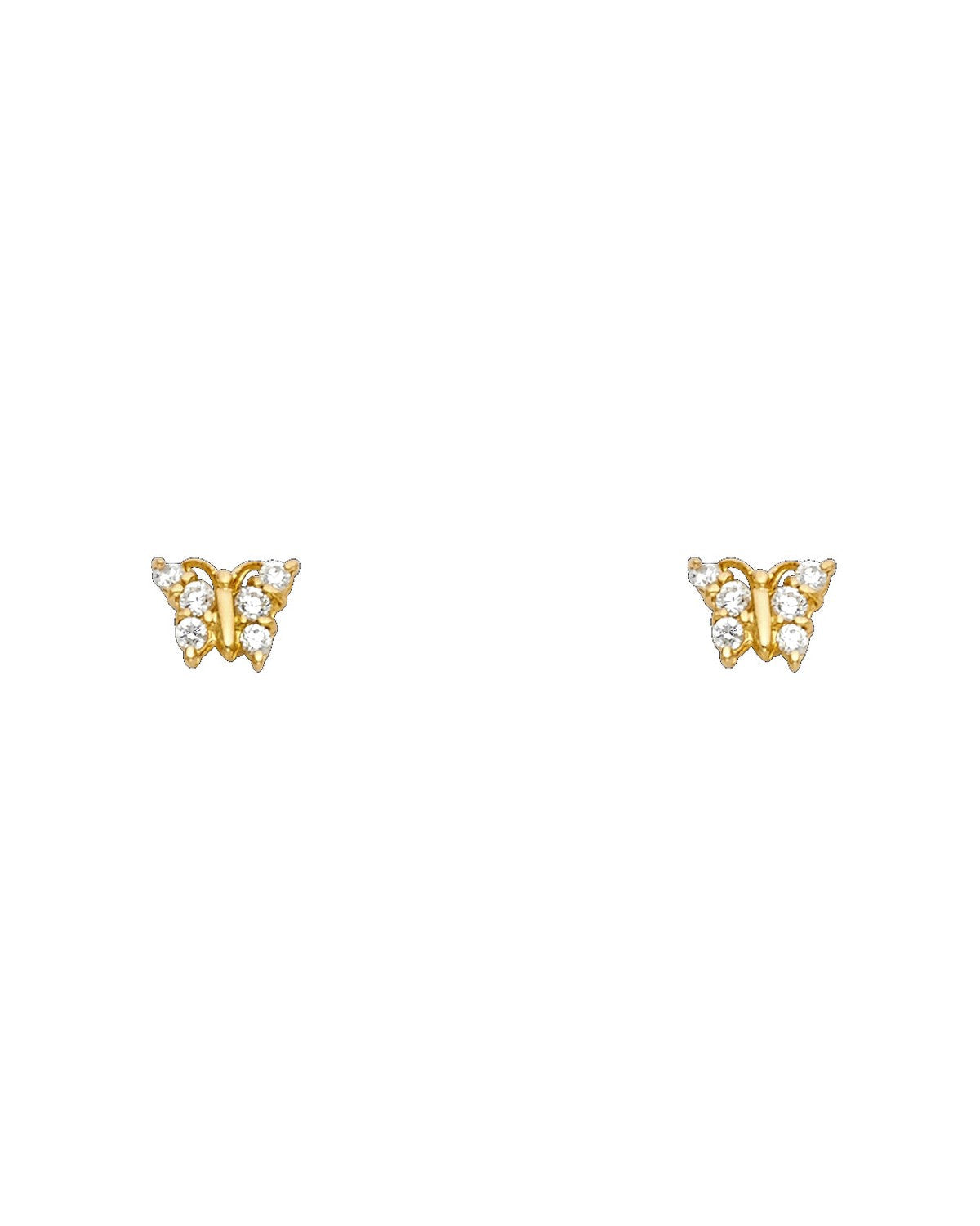 14K Yellow Gold Butterfly CZ Stud Earrings (ST-0256)