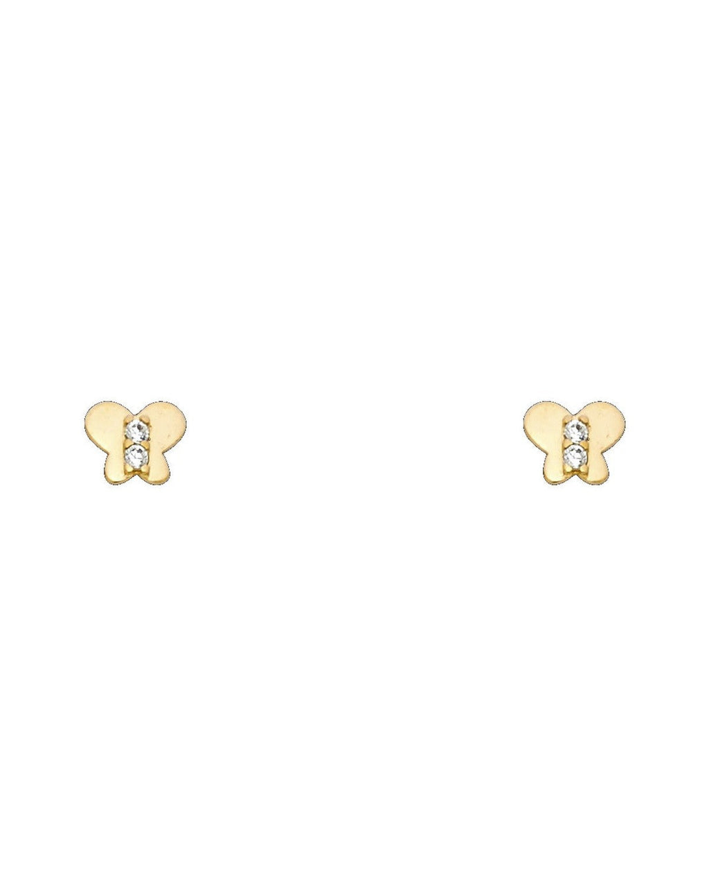 14K Yellow Gold Butterfly CZ Stud Earrings (ST-0265)