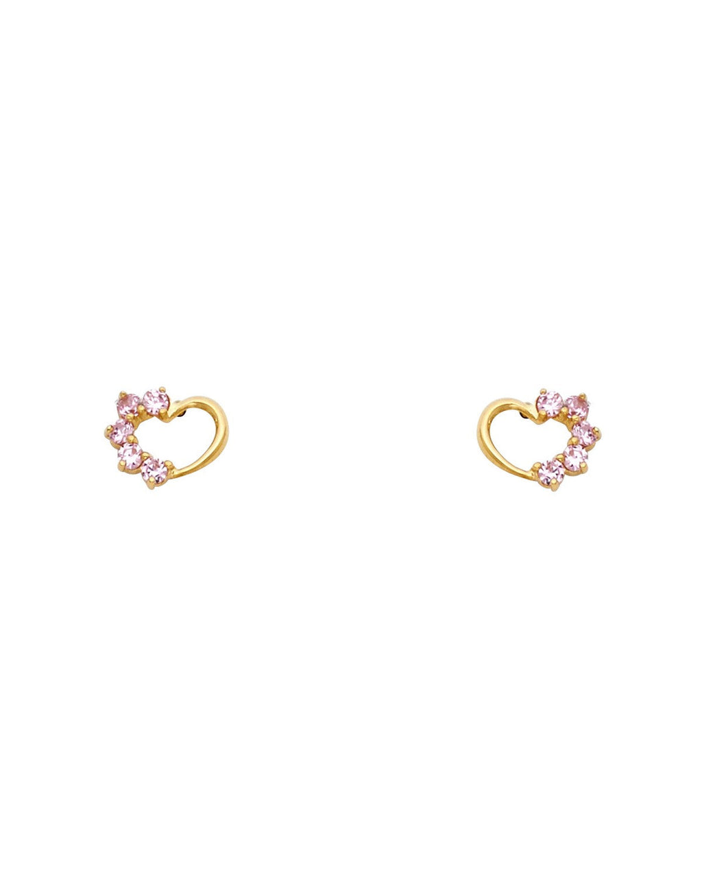 14K Yellow Gold Heart CZ Stud Earrings (ST-0316)