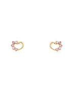 14K Yellow Gold Heart CZ Stud Earrings (ST-0316)