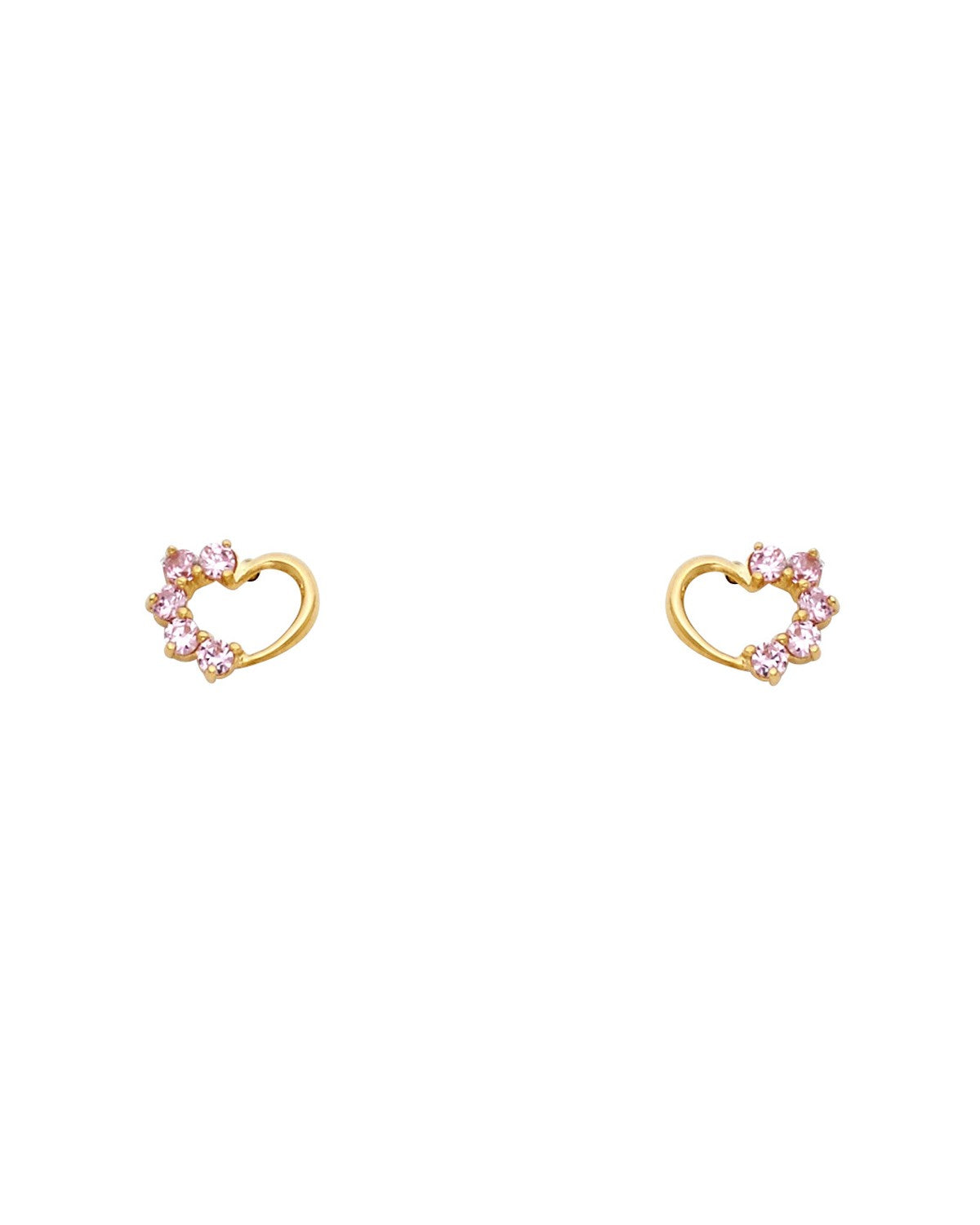 14K Yellow Gold Heart CZ Stud Earrings (ST-0316)