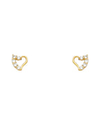 14K Yellow Gold Heart CZ Stud Earrings (ST-0320)