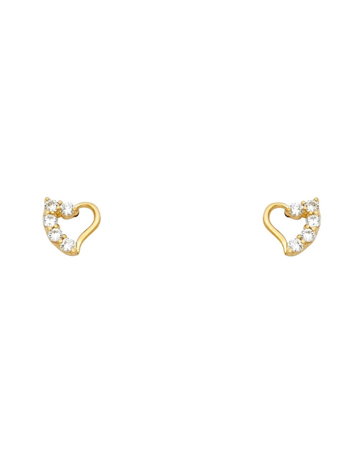 14K Yellow Gold Heart CZ Stud Earrings (ST-0320)