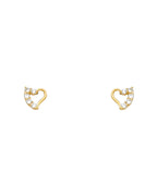 14K Yellow Gold Heart CZ Stud Earrings (ST-0320)