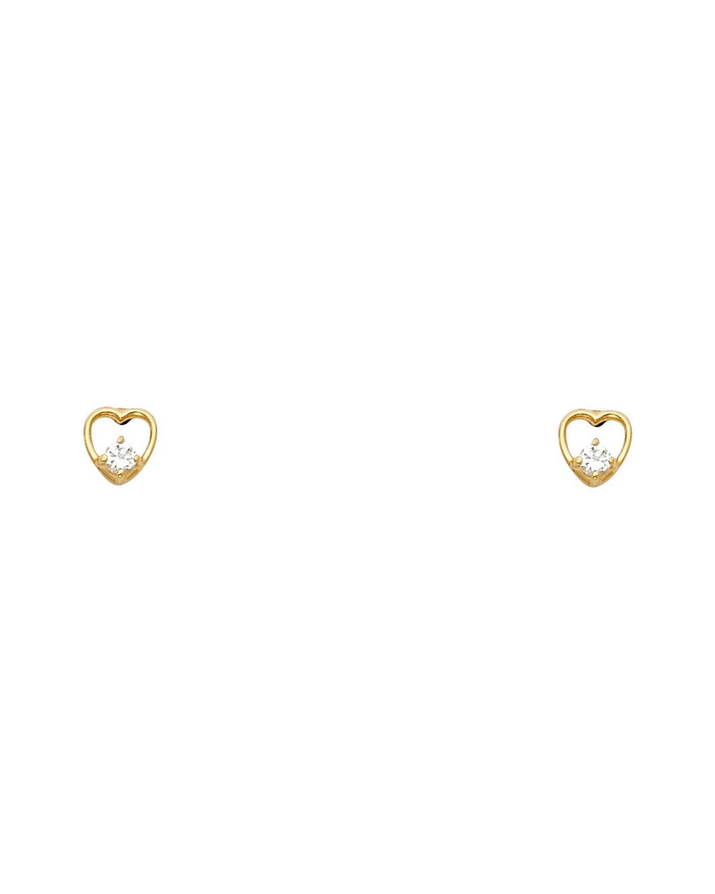 14K Yellow Gold Heart CZ Stud Earrings (ST-0325)