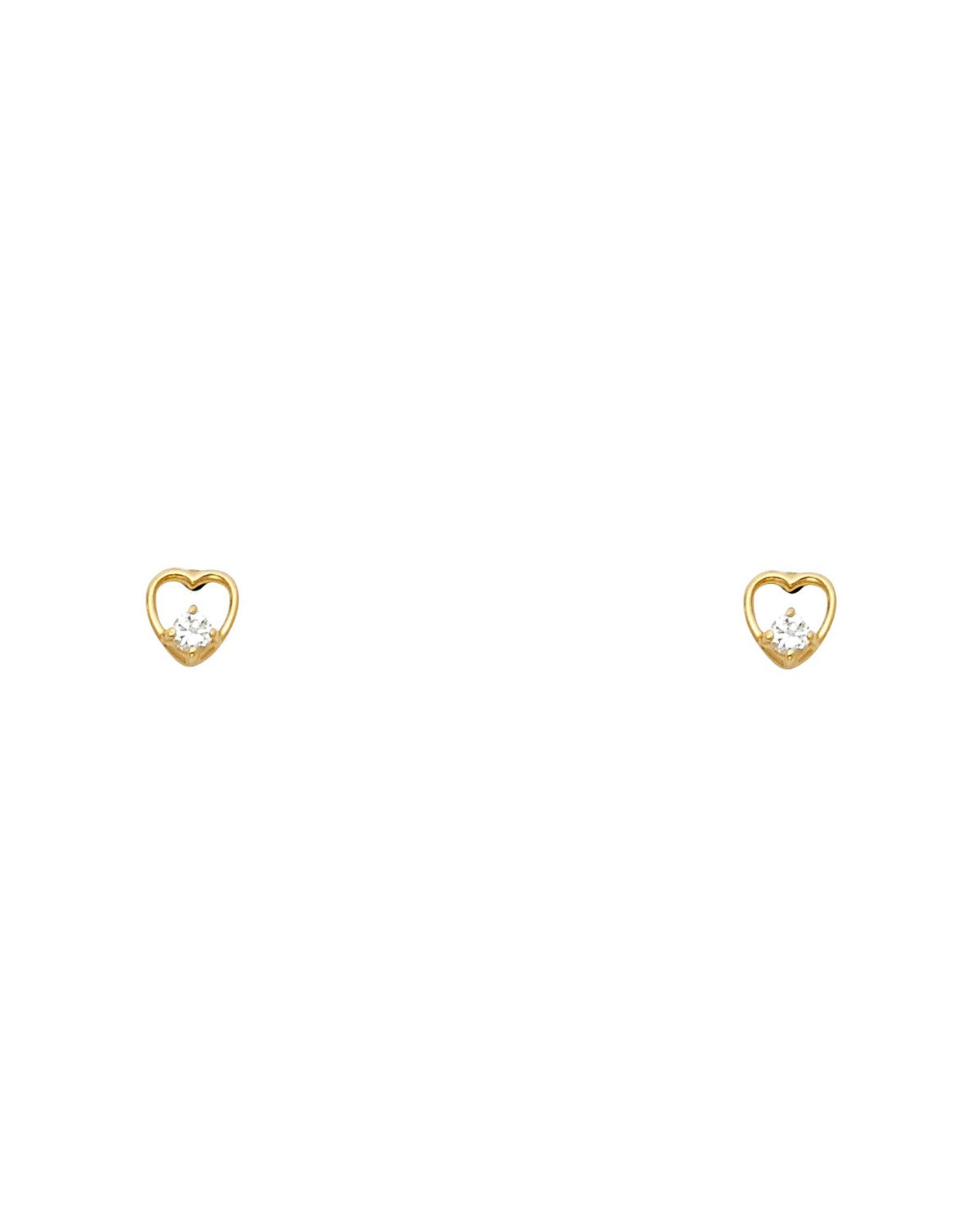 14K Yellow Gold Heart CZ Stud Earrings (ST-0325)
