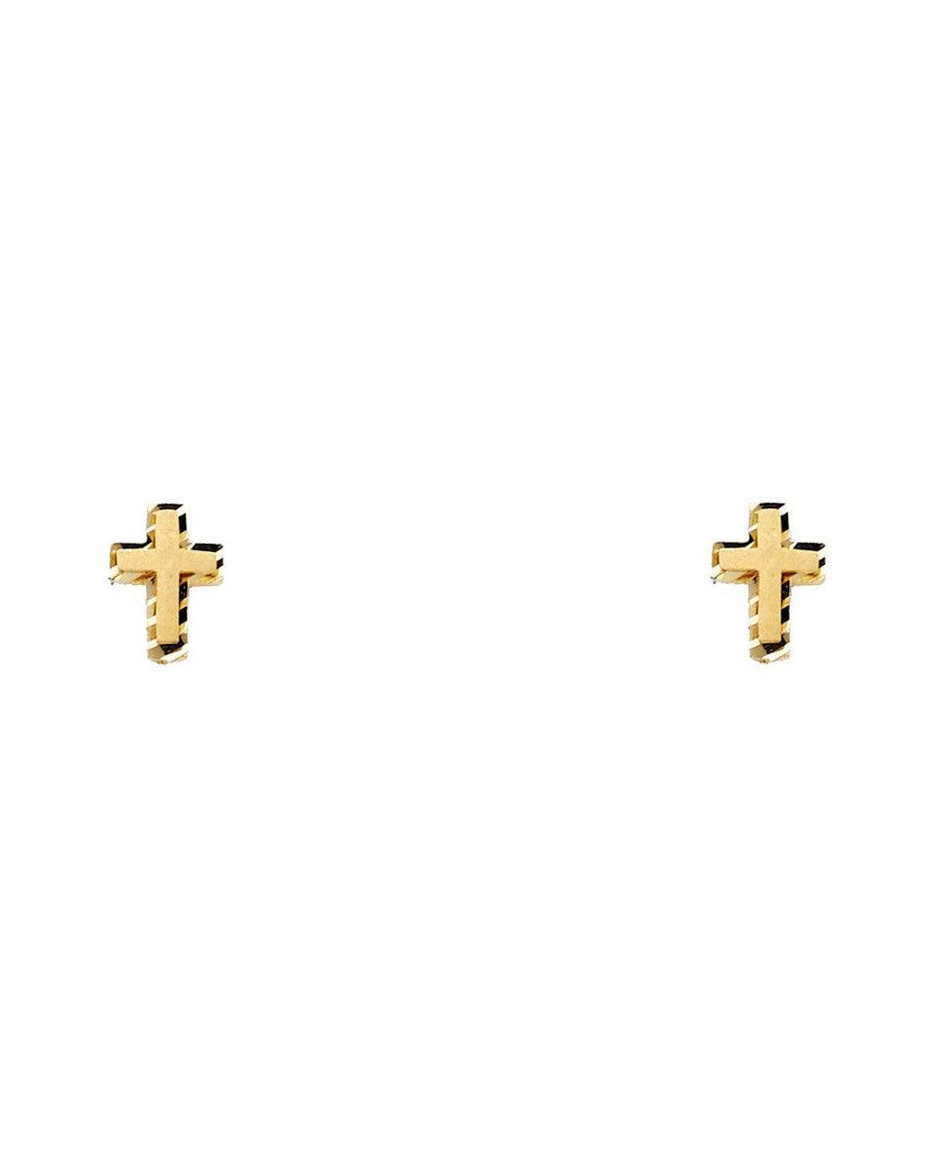 14K Yellow Gold Cross Stud Earrings (ST-0345)