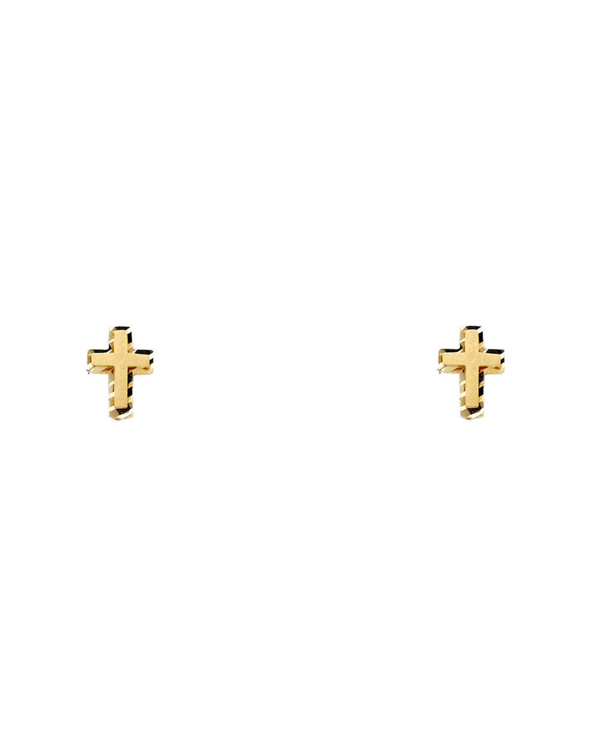 14K Yellow Gold Cross Stud Earrings (ST-0345)