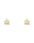 14K Yellow Gold CZ Crown Stud Earrings (ST-0354)