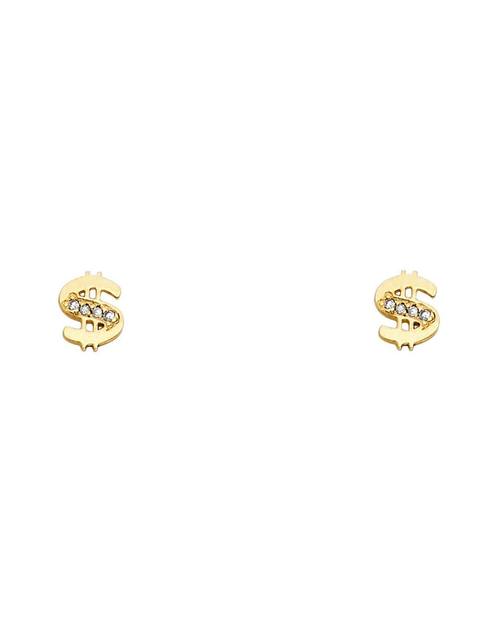 14K Yellow Gold CZ Dollar Stud Earrings (ST-0355)