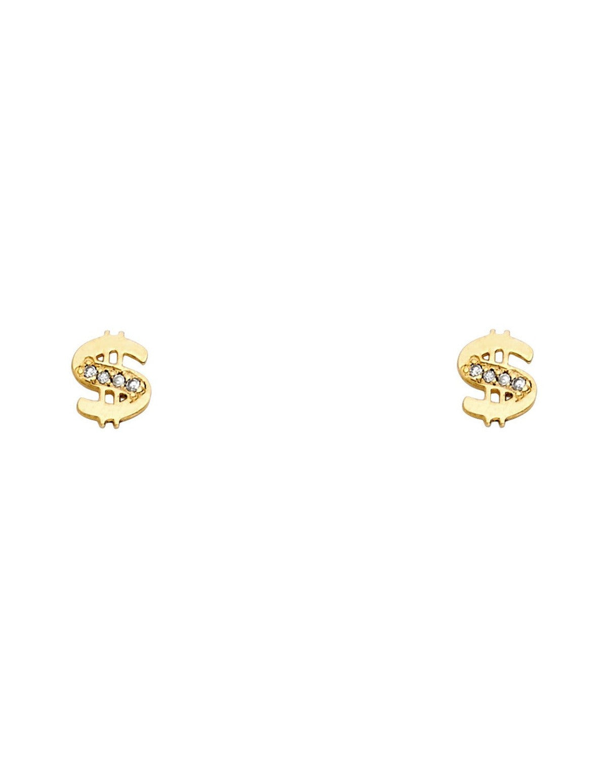 14K Yellow Gold CZ Dollar Stud Earrings (ST-0355)