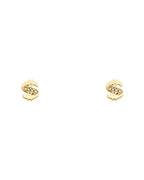 14K Yellow Gold CZ Dollar Stud Earrings (ST-0355)