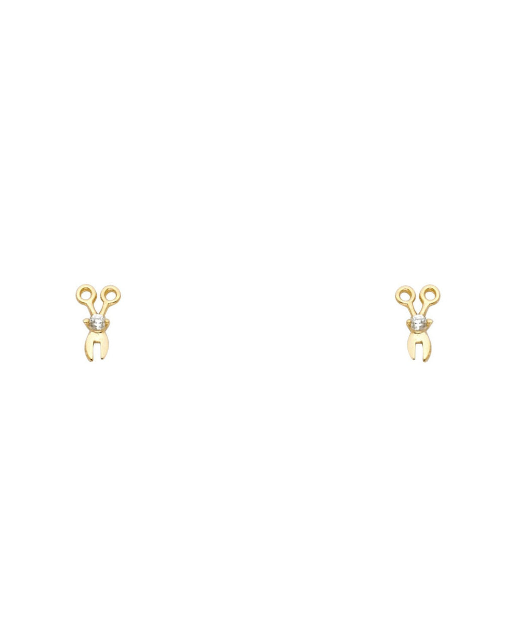 14K Yellow Gold Scissor CZ Stud Earrings (ST-0370)