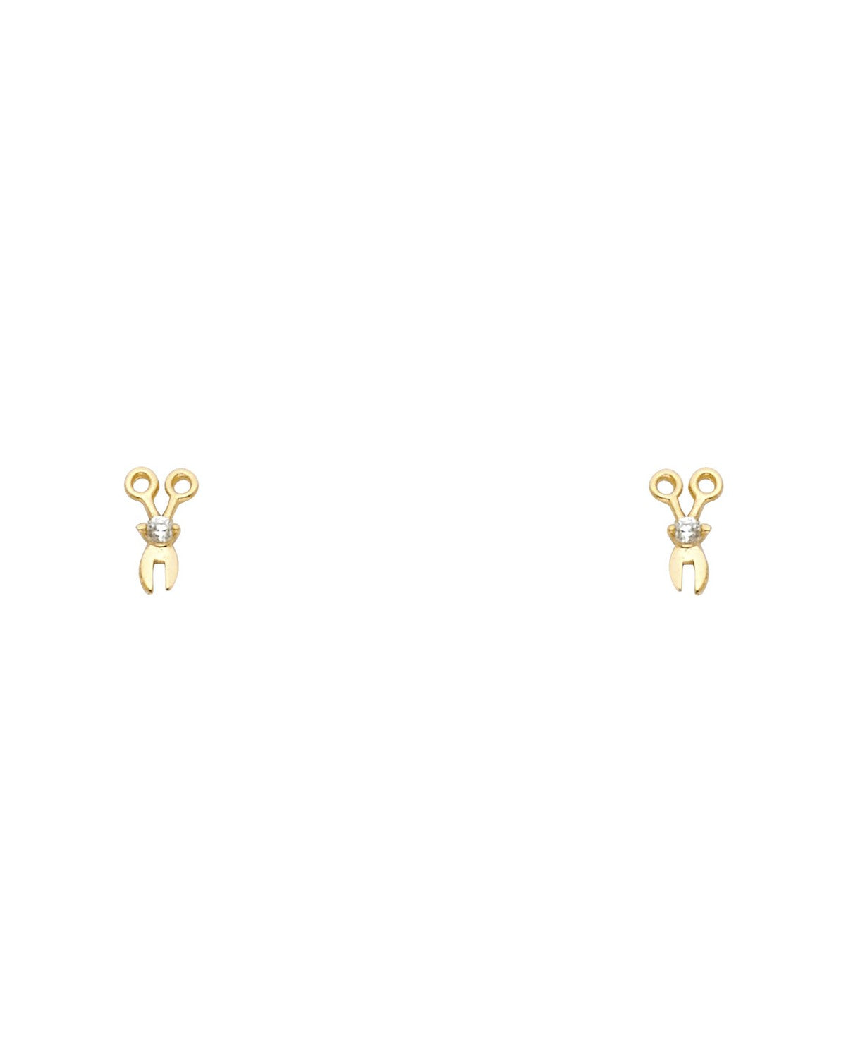 14K Yellow Gold Scissor CZ Stud Earrings (ST-0370)