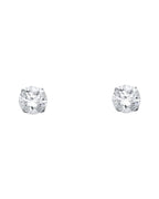 14K White Gold 6mm Basket Round Stud Earrings (ST-0520)