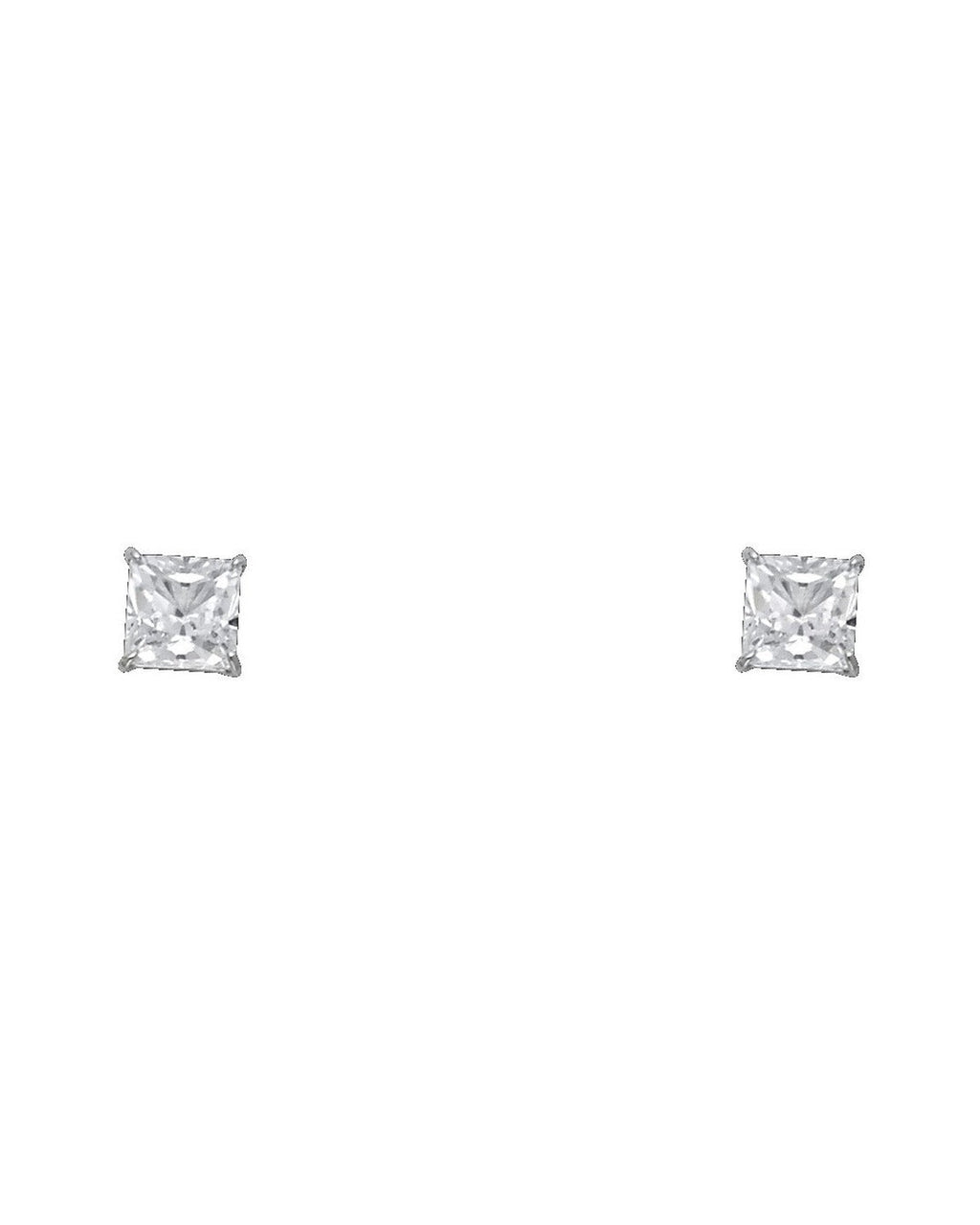 14K White Gold Princess 5mm Stud Earrings (ST-0528)