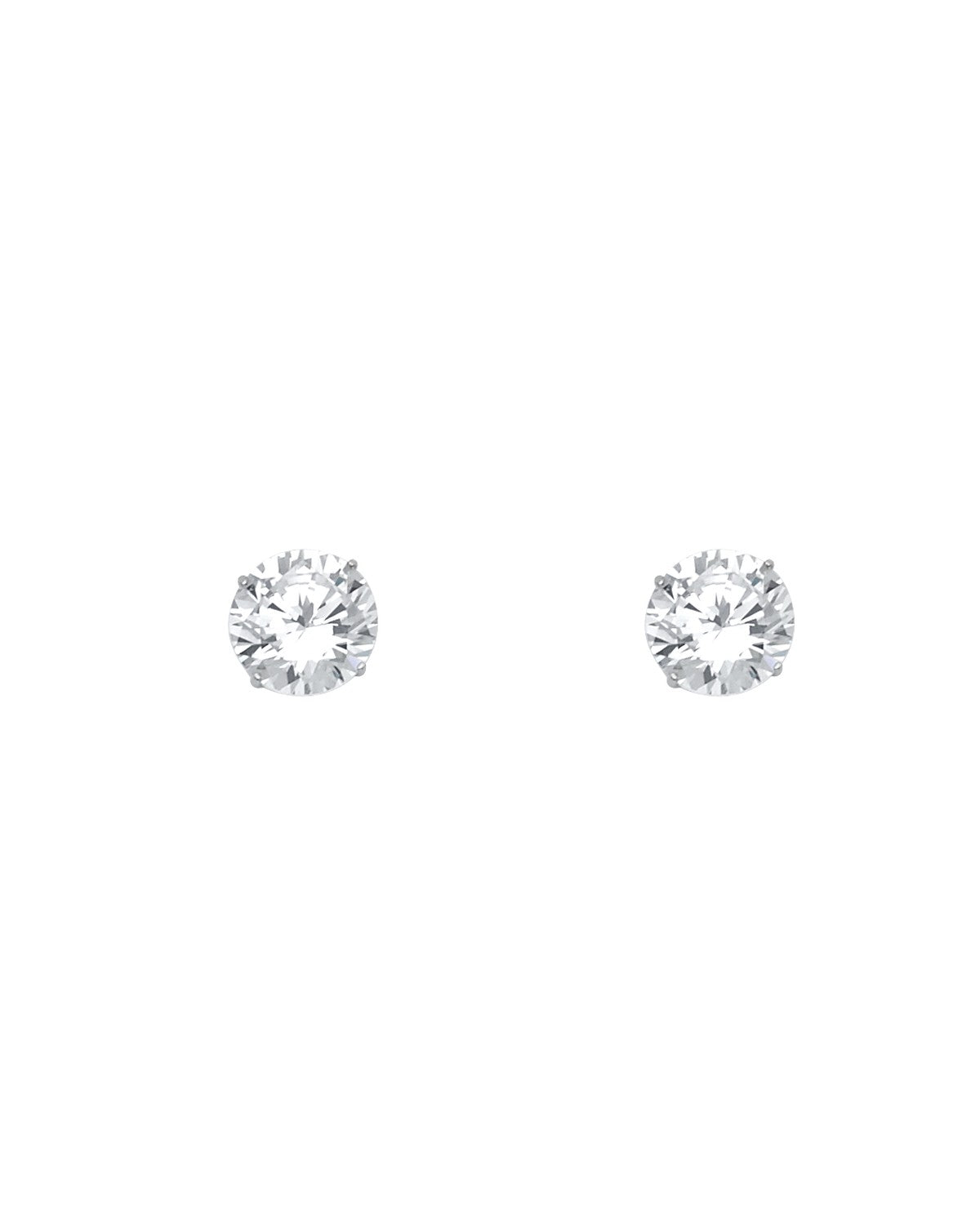 14K White Gold Round 7mm Stud Earrings (ST-0531)