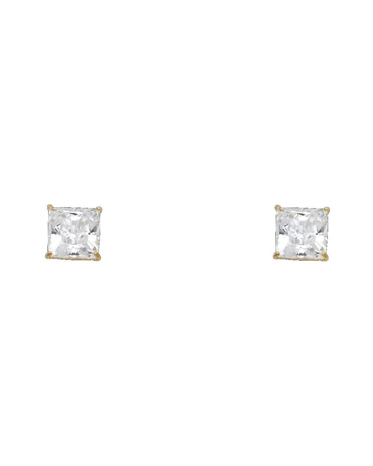14K Yellow Gold Princess 6mm Stud Earrings (ST-0533)