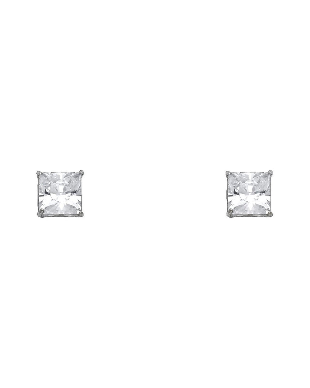 14K White Gold Princess 6mm Stud Earrings (ST-0534)