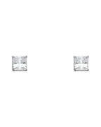 14K White Gold Princess 6mm Stud Earrings (ST-0534)