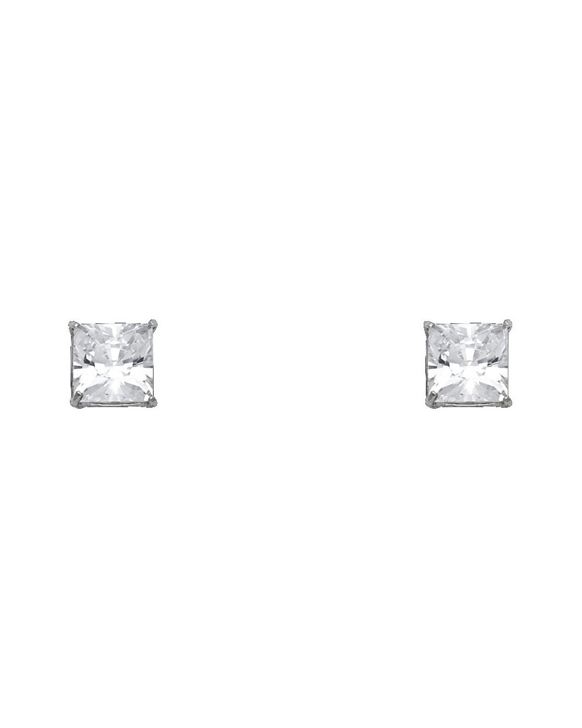 14K White Gold Princess 6mm Stud Earrings (ST-0534)