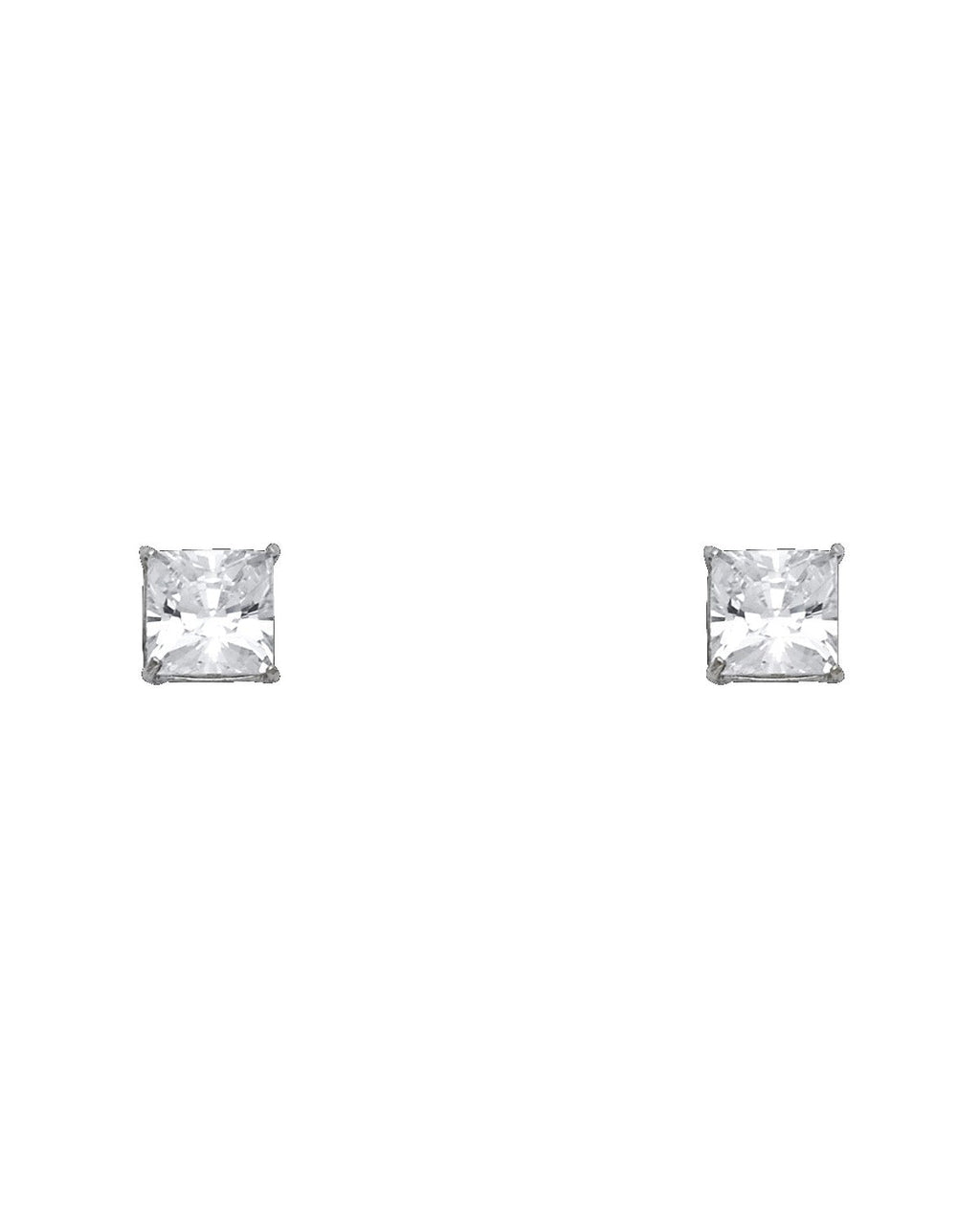 14K White Gold Princess 6mm Stud Earrings (ST-0534)