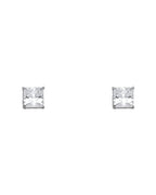 14K White Gold Princess 6mm Stud Earrings (ST-0534)