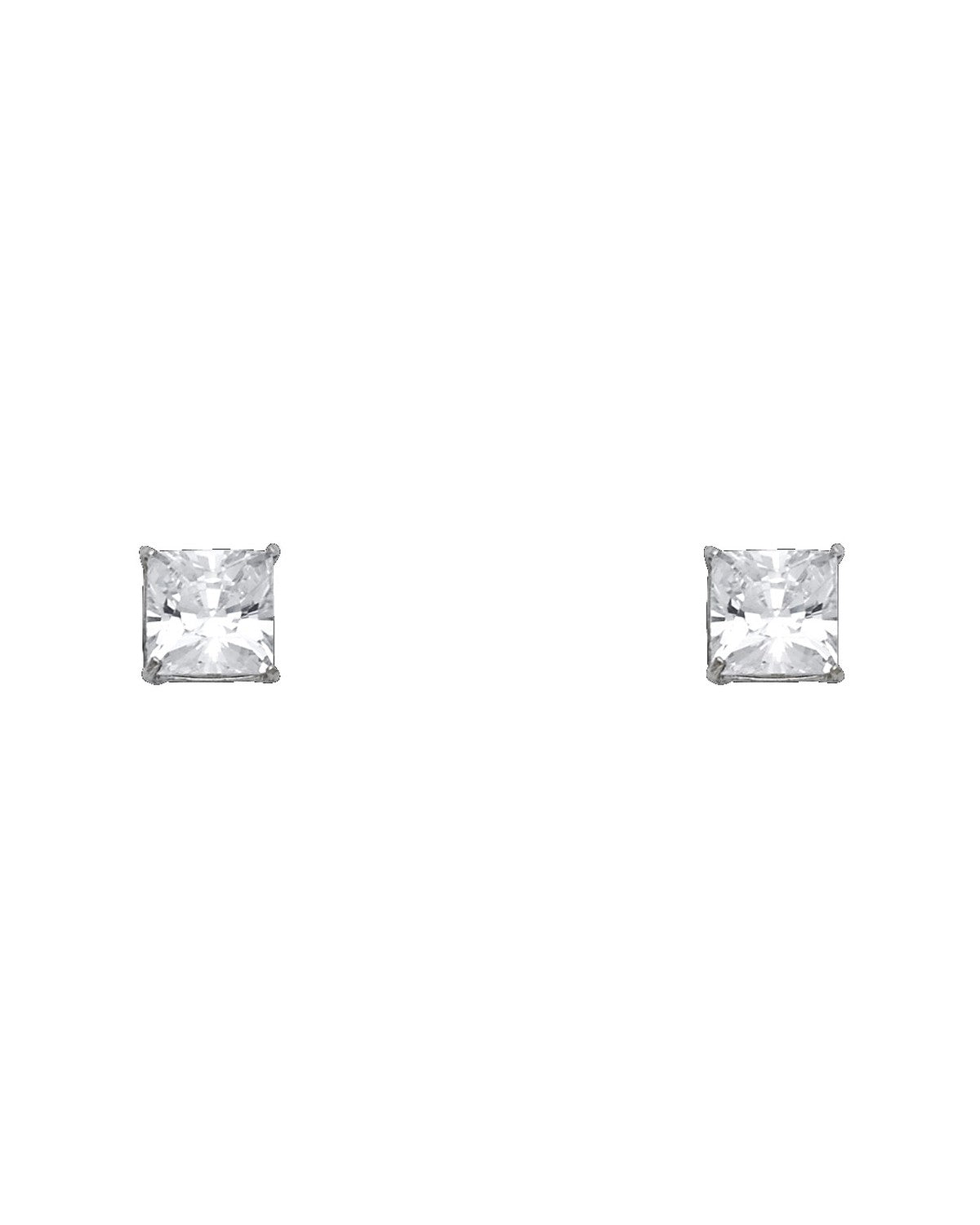 14K White Gold Princess 6mm Stud Earrings (ST-0534)