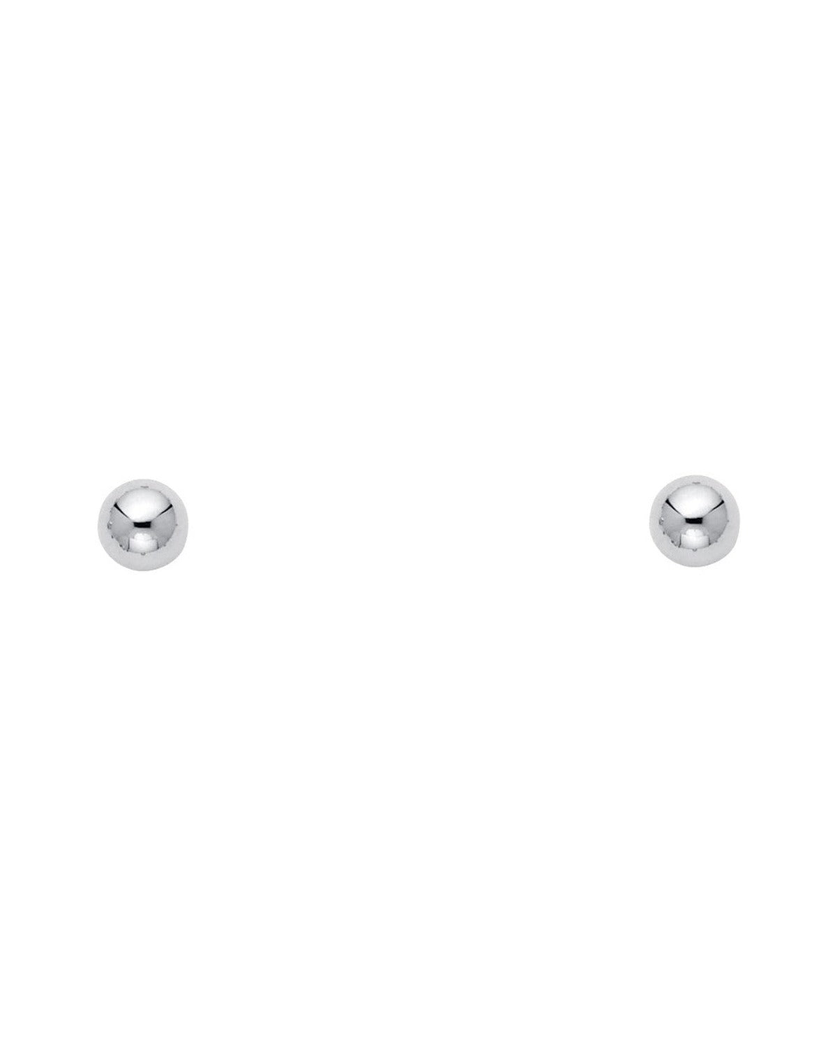 14K White Gold 5mm White Rhodium Plated Screw Back Ball Earrings (ST-0568)