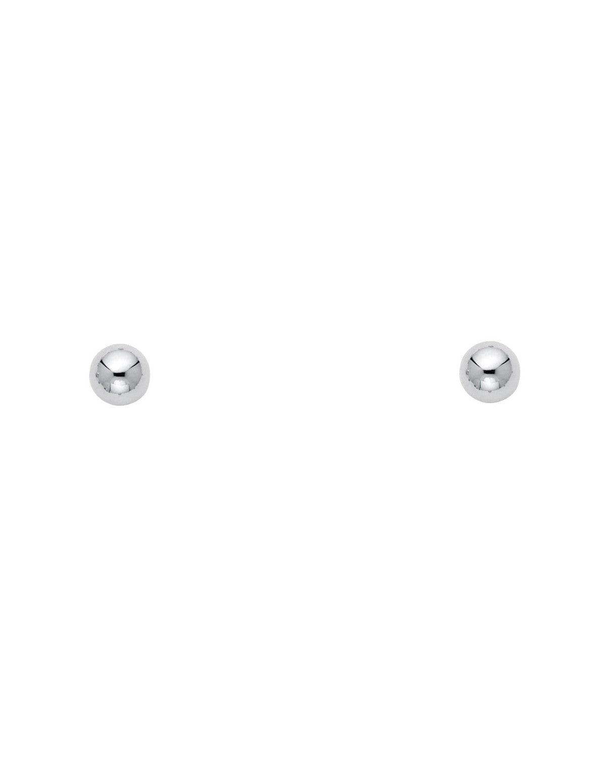 14K White Gold 5mm White Rhodium Plated Screw Back Ball Earrings (ST-0568)